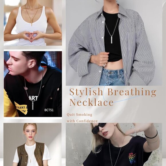 2PCS Breathing Necklace for Anxiety Relief Adjustable Chains Stainless Steel Whi - Picture 5 of 6